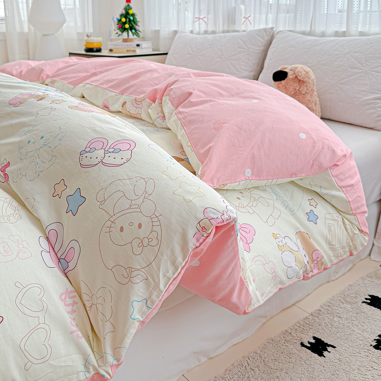 91家纺网 家纺一手货源 找家纺 恩泽家纺 2025新款全棉纯棉12868喷气印花系列被套单品被套单件单被套-第二批 凯蒂宝贝