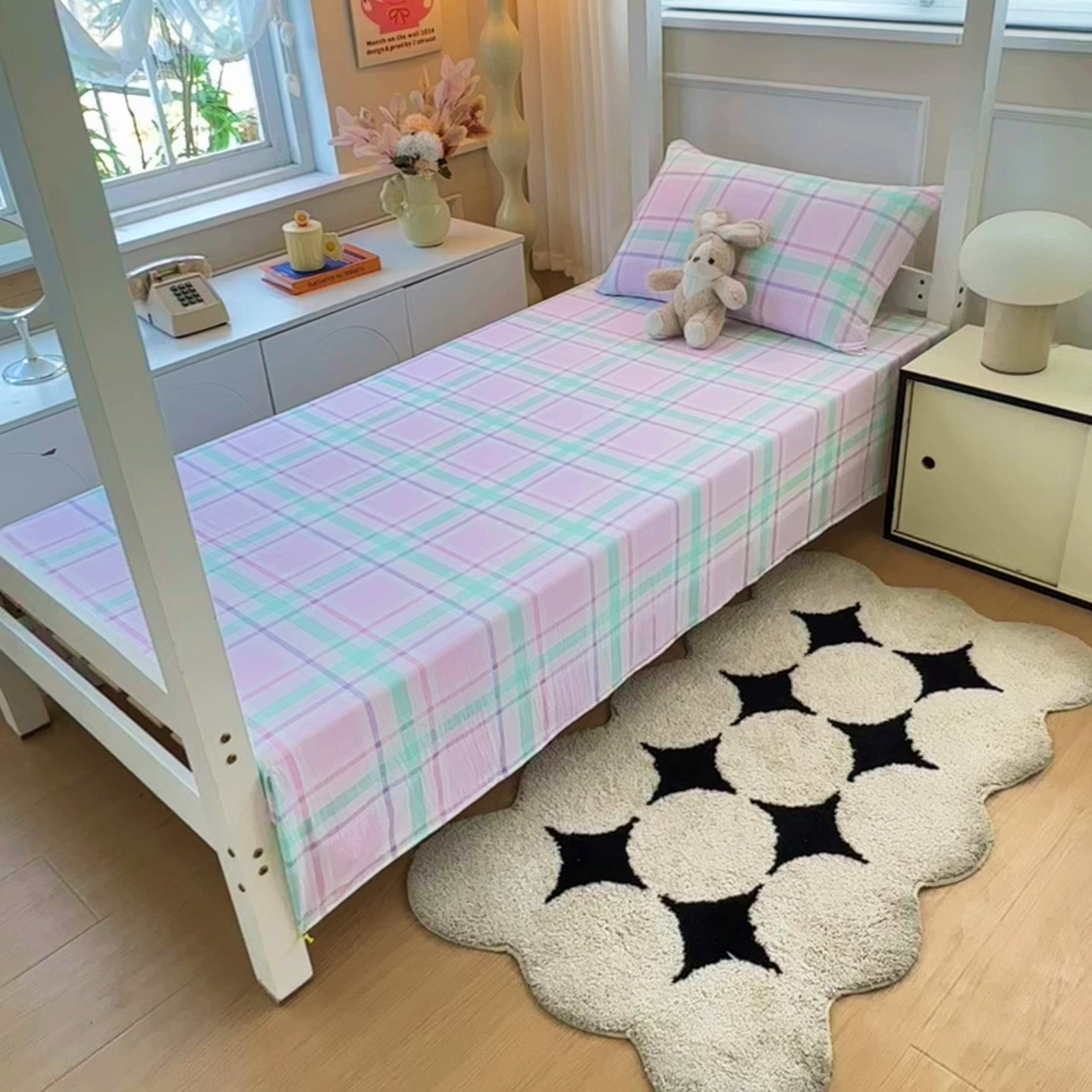 91家纺网 家纺一手货源 找家纺 雨彤家纺 2025条纹水洗棉学生宿舍床单单床单床单单件 百川-红