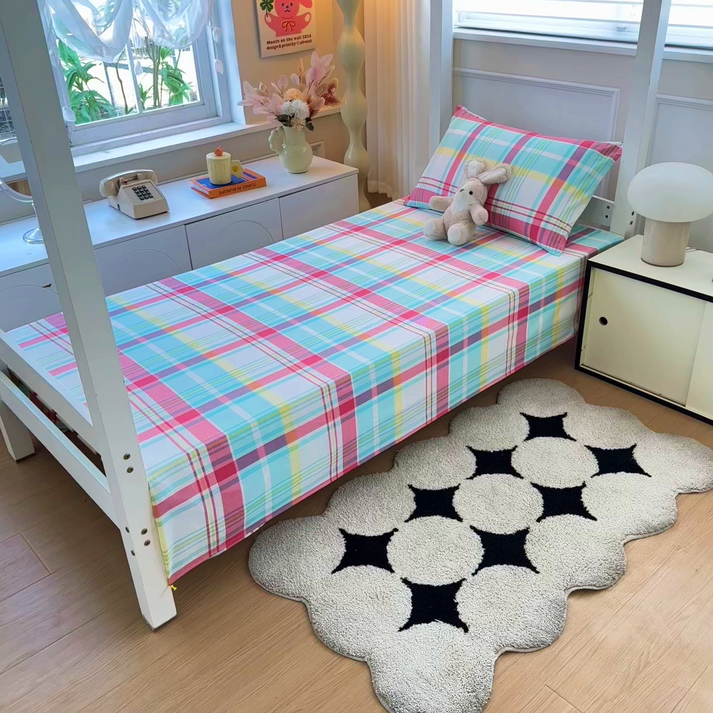 91家纺网 家纺一手货源 找家纺 雨彤家纺 2025条纹水洗棉学生宿舍床单单床单床单单件 春彩格