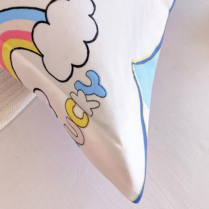 91家纺网 家纺一手货源 找家纺 芯宜佳 2025新款小清新斜纹印花双人枕套 彩虹桥