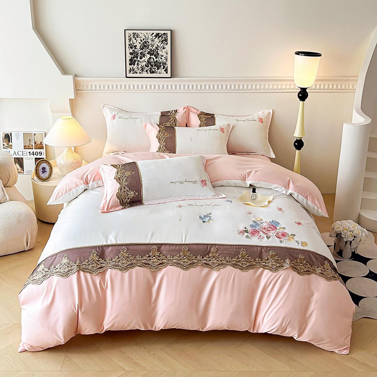 91家纺网 家纺一手货源 找家纺 （总）艺玲家纺 2025新款轻奢高级感亲肤棉床单床盖床笠少女心刺绣四件套,花开半夏-蓝,花开半夏-绿,花开半夏-米黄,花开半夏-玉,蝴蝶梦-蓝,蝴蝶梦-绿,蝴蝶梦-米黄,蝴蝶梦-玉