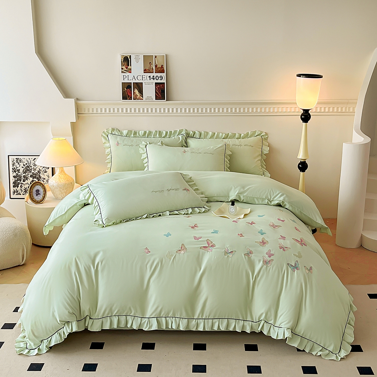 91家纺网 家纺一手货源 找家纺 （总）艺玲家纺 2025新款轻奢高级感亲肤棉床单床盖床笠少女心刺绣四件套