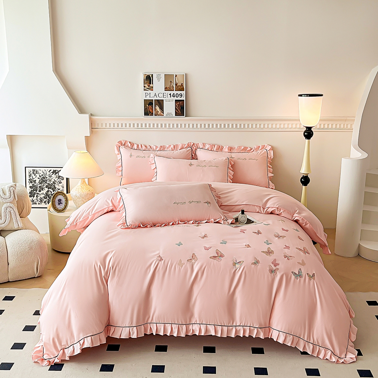 91家纺网 家纺一手货源 找家纺 （总）艺玲家纺 2025新款轻奢高级感亲肤棉床单床盖床笠少女心刺绣四件套