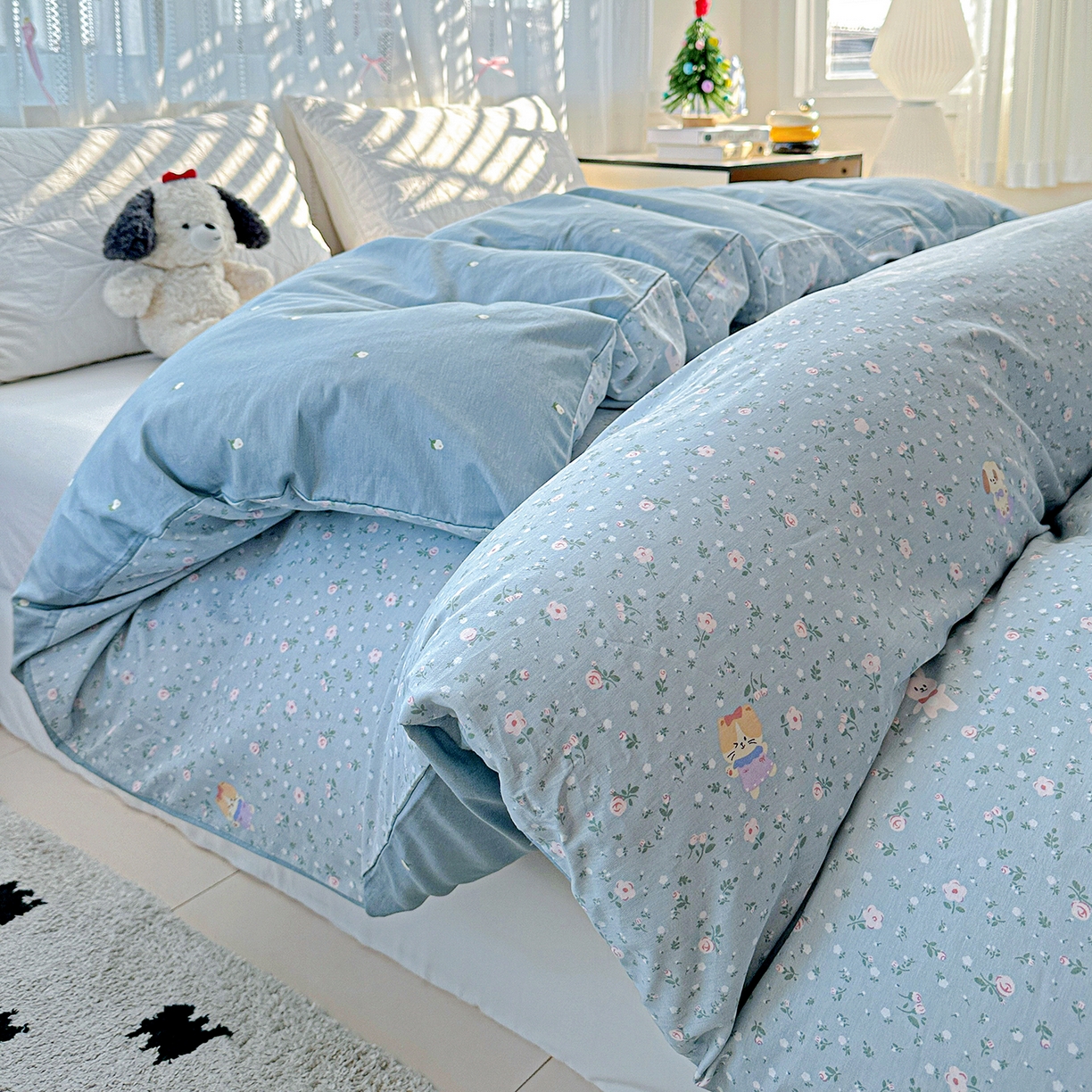 91家纺网 家纺一手货源 找家纺 恩泽家纺 2025新款全棉纯棉12868喷气印花系列被套单品被套单件单被套-第二批 蓝玫花语