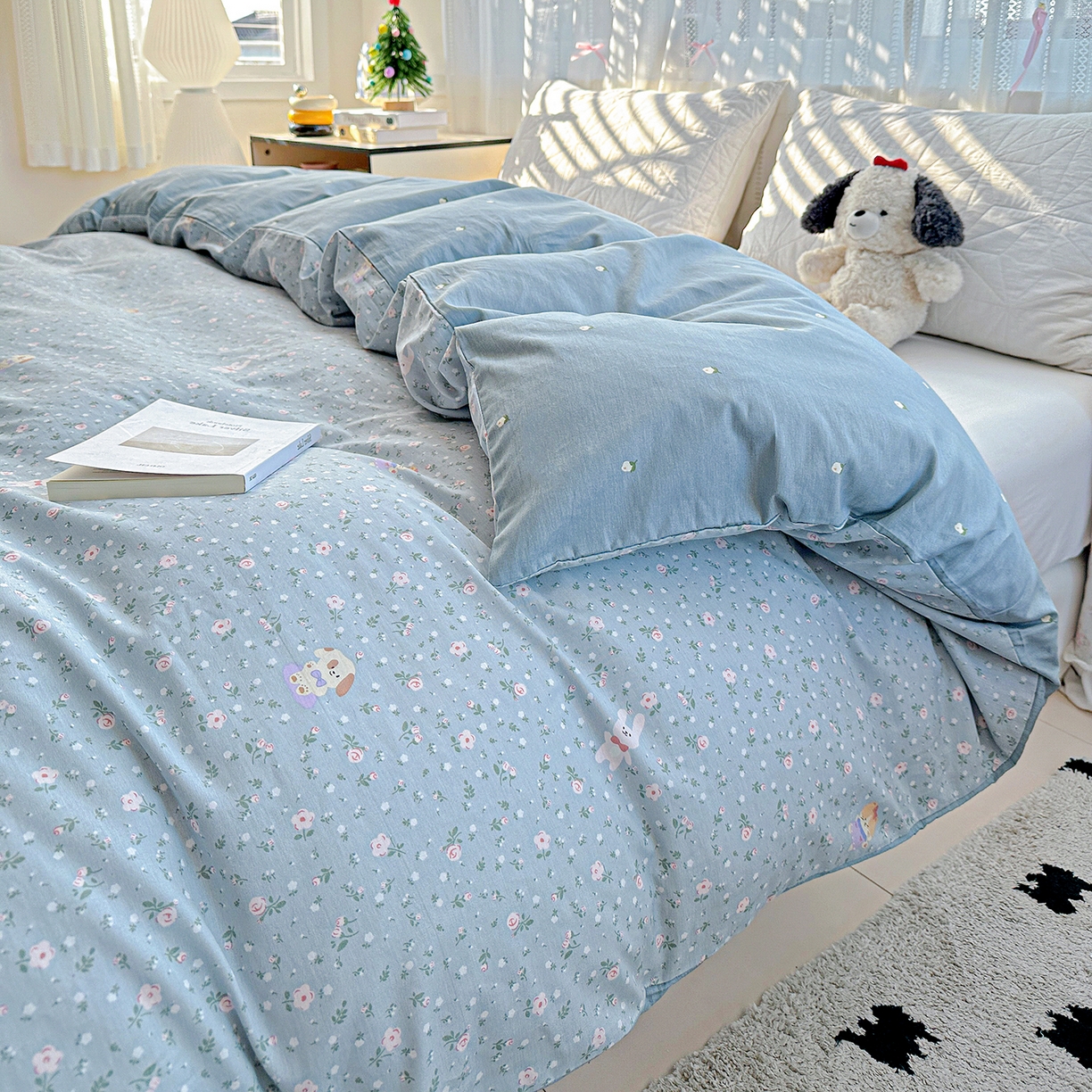 91家纺网 家纺一手货源 找家纺 恩泽家纺 2025新款全棉纯棉12868喷气印花系列被套单品被套单件单被套-第二批 蓝玫花语