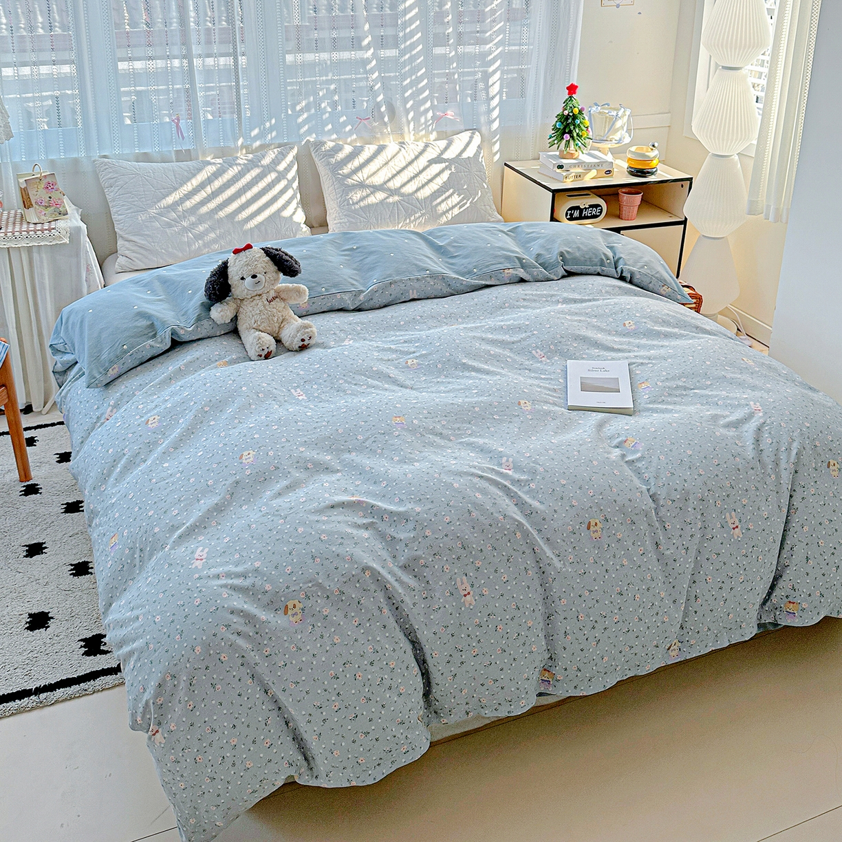 91家纺网 家纺一手货源 找家纺 恩泽家纺 2025新款全棉纯棉12868喷气印花系列被套单品被套单件单被套-第二批 蓝玫花语