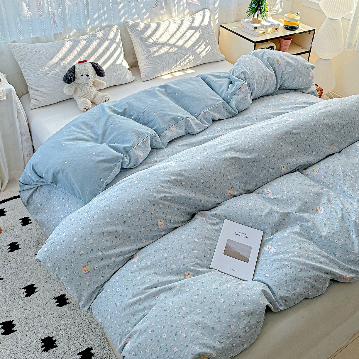 91家纺网 家纺一手货源 找家纺 恩泽家纺 2025新款全棉纯棉12868喷气印花系列被套单品被套单件单被套-第二批 蓝玫花语