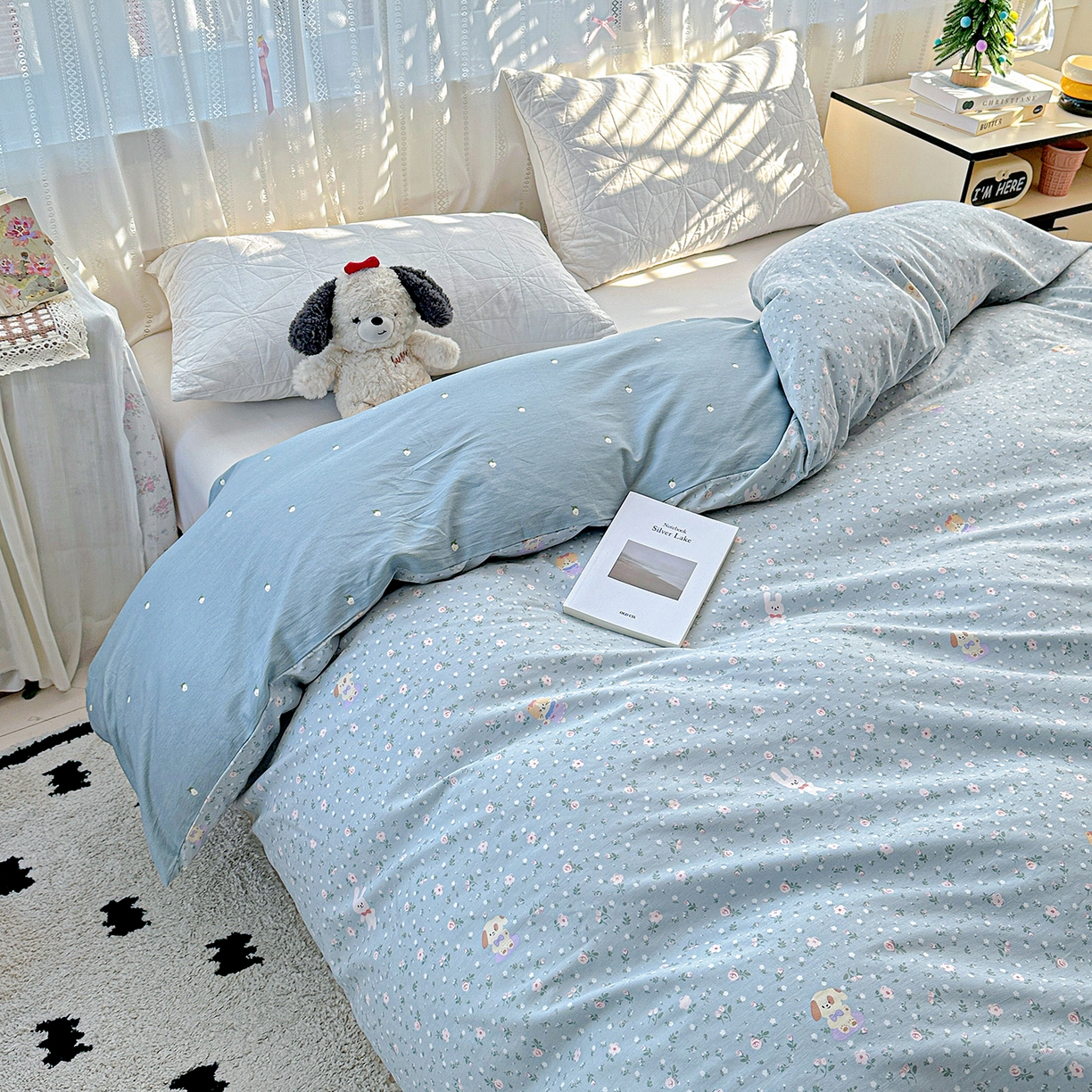 91家纺网 家纺一手货源 找家纺 恩泽家纺 2025新款全棉纯棉12868喷气印花系列被套单品被套单件单被套-第二批 蓝玫花语