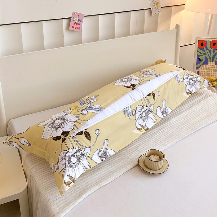 91家纺网 家纺一手货源 找家纺 芯宜佳 2025新款小清新斜纹印花双人枕套 邂逅柔情