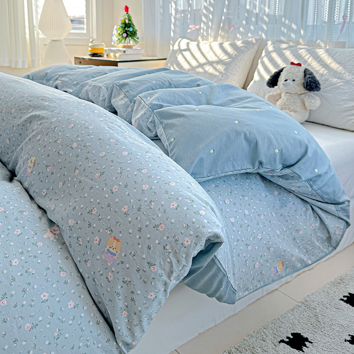 91家纺网 家纺一手货源 找家纺 恩泽家纺 2025新款全棉纯棉12868喷气印花系列被套单品被套单件单被套-第二批 蓝玫花语