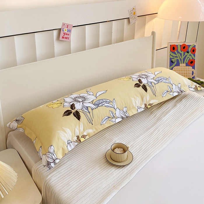 91家纺网 家纺一手货源 找家纺 芯宜佳 2025新款小清新斜纹印花双人枕套 邂逅柔情