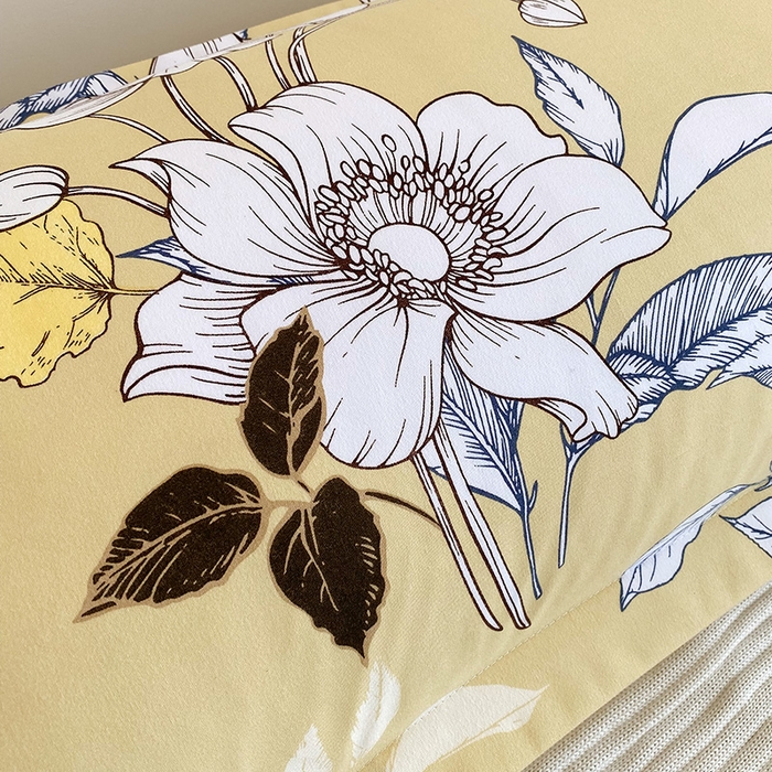 91家纺网 家纺一手货源 找家纺 芯宜佳 2025新款小清新斜纹印花双人枕套 邂逅柔情