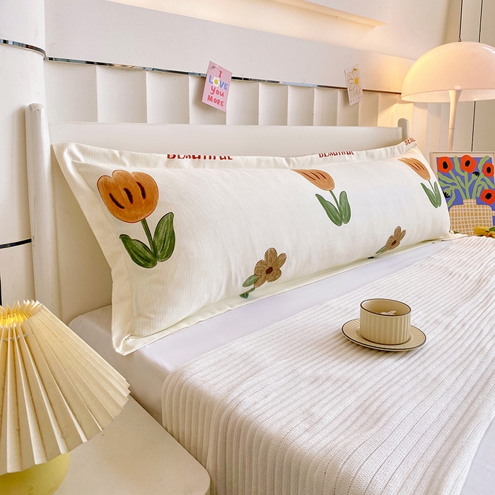 芯宜佳 2025新款小清新斜纹印花双人枕套 繁花萱梦
