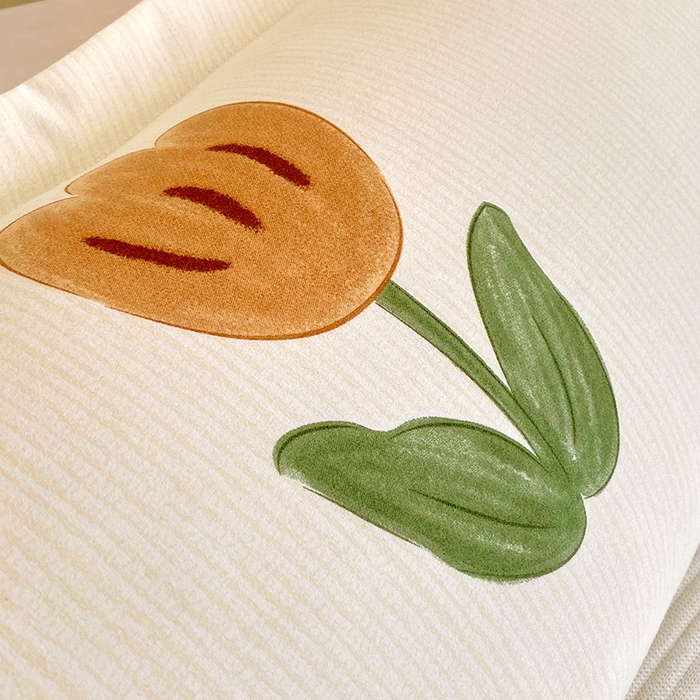 91家纺网 家纺一手货源 找家纺 芯宜佳 2025新款小清新斜纹印花双人枕套 繁花萱梦