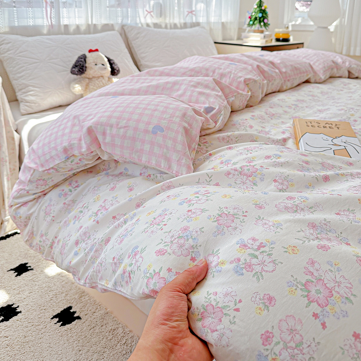 91家纺网 家纺一手货源 找家纺 恩泽家纺 2025新款全棉纯棉12868喷气印花系列被套单品被套单件单被套-第二批 洛琳粉