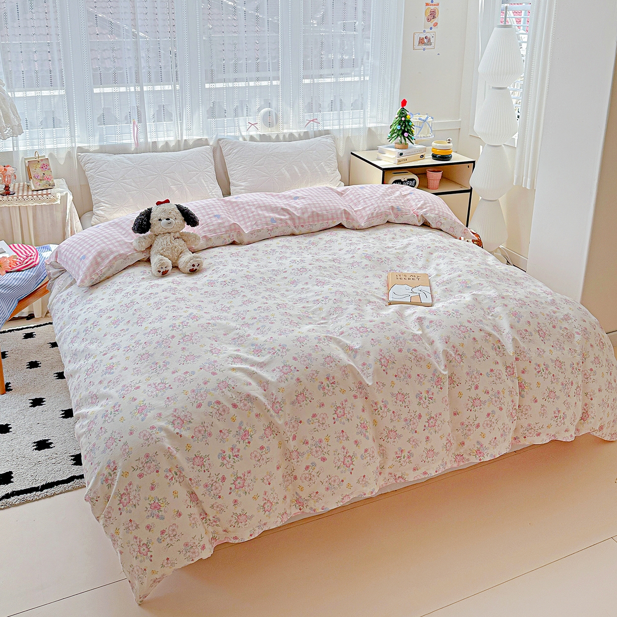 91家纺网 家纺一手货源 找家纺 恩泽家纺 2025新款全棉纯棉12868喷气印花系列被套单品被套单件单被套-第二批 洛琳粉