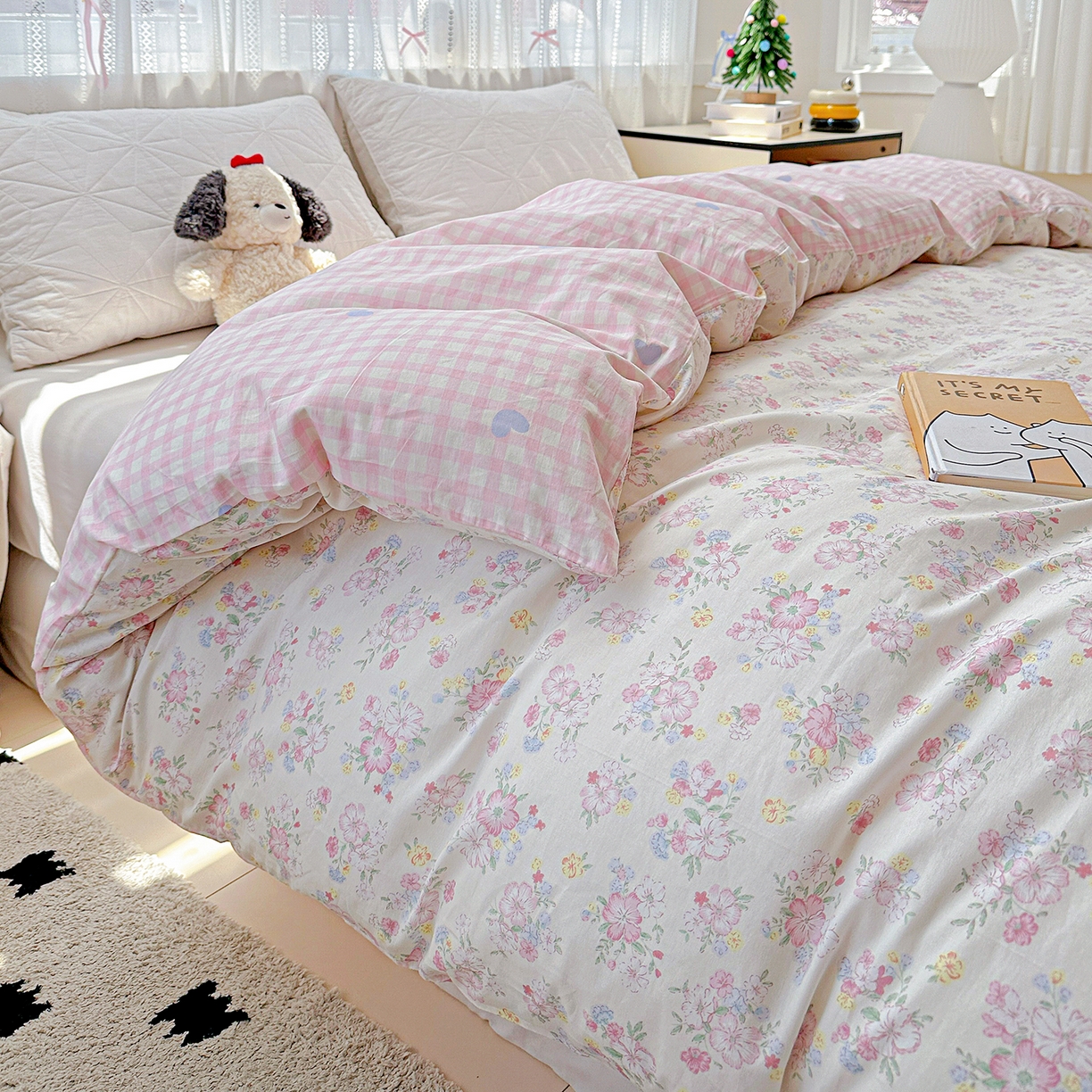 91家纺网 家纺一手货源 找家纺 恩泽家纺 2025新款全棉纯棉12868喷气印花系列被套单品被套单件单被套-第二批 洛琳粉