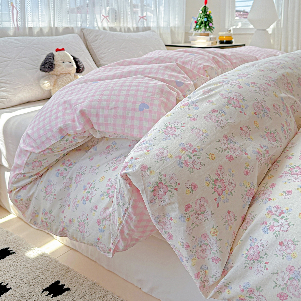 91家纺网 家纺一手货源 找家纺 恩泽家纺 2025新款全棉纯棉12868喷气印花系列被套单品被套单件单被套-第二批 洛琳粉