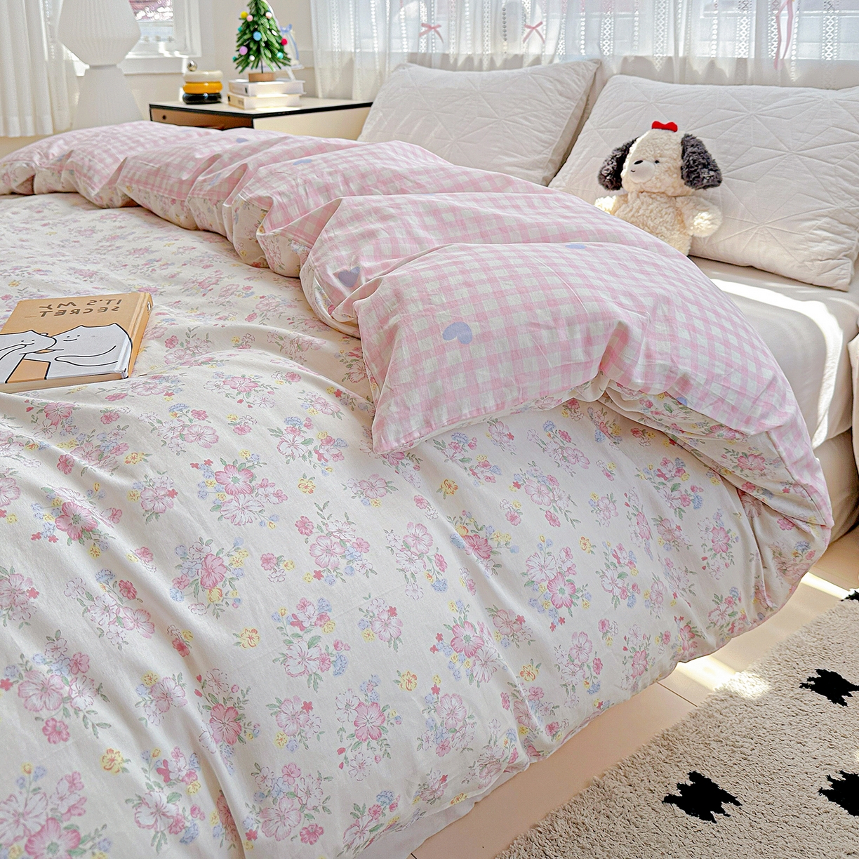 91家纺网 家纺一手货源 找家纺 恩泽家纺 2025新款全棉纯棉12868喷气印花系列被套单品被套单件单被套-第二批 洛琳粉