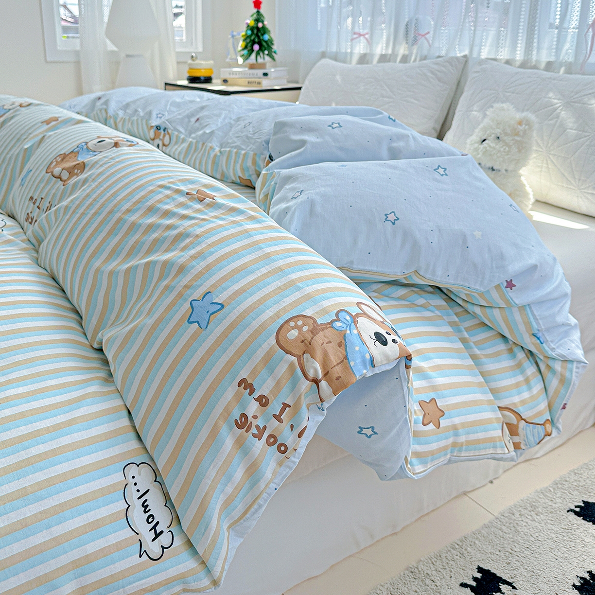 91家纺网 家纺一手货源 找家纺 恩泽家纺 2025新款全棉纯棉12868喷气印花系列被套单品被套单件单被套-第二批 派对小狗