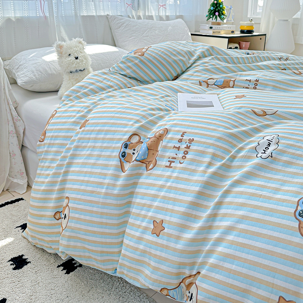 91家纺网 家纺一手货源 找家纺 恩泽家纺 2025新款全棉纯棉12868喷气印花系列被套单品被套单件单被套-第二批 派对小狗