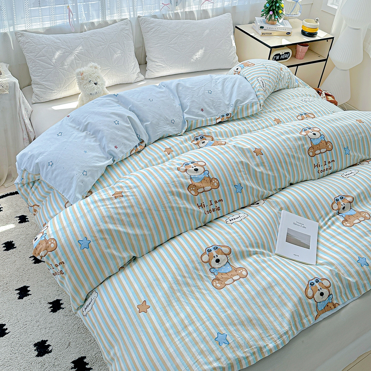 91家纺网 家纺一手货源 找家纺 恩泽家纺 2025新款全棉纯棉12868喷气印花系列被套单品被套单件单被套-第二批 派对小狗