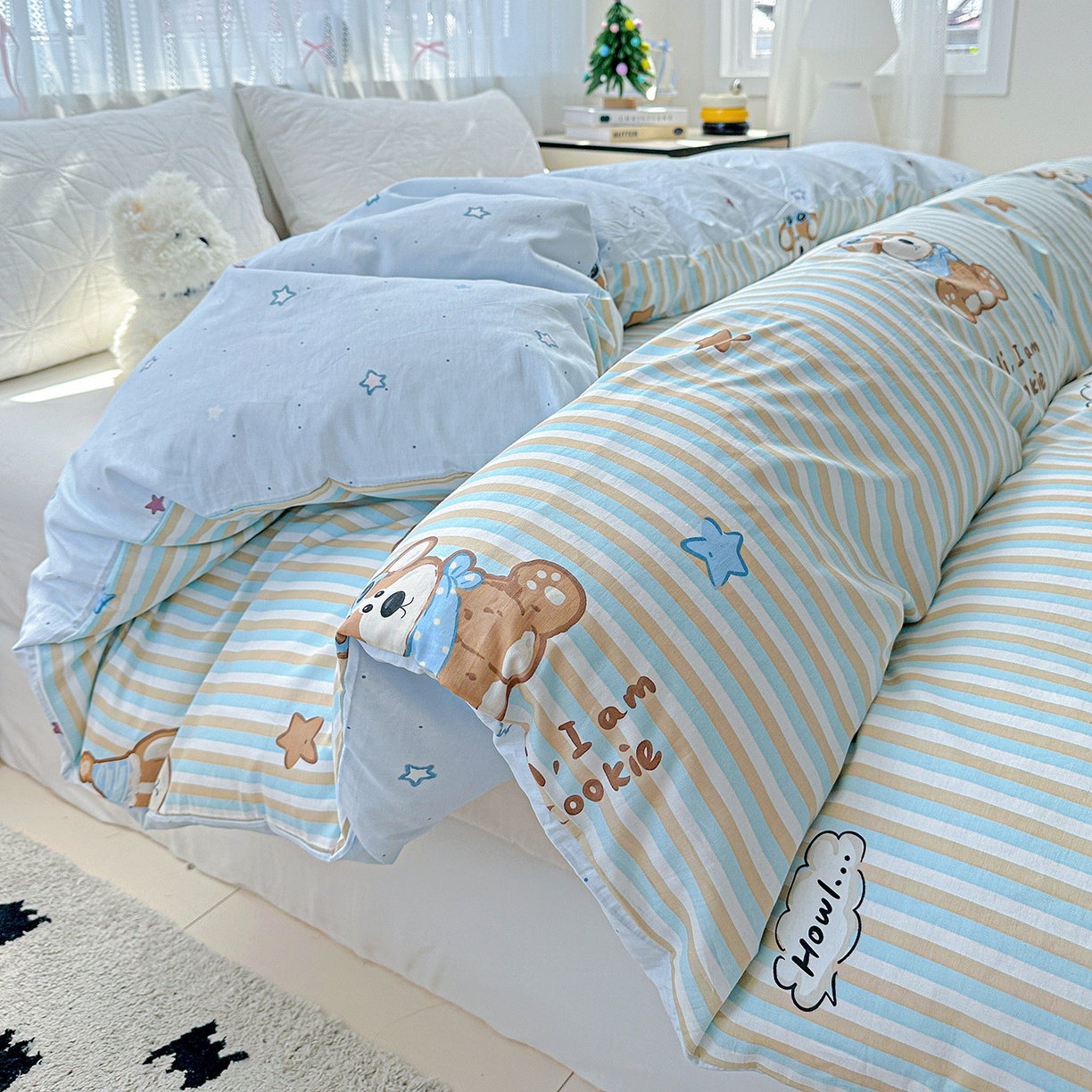 91家纺网 家纺一手货源 找家纺 恩泽家纺 2025新款全棉纯棉12868喷气印花系列被套单品被套单件单被套-第二批 派对小狗