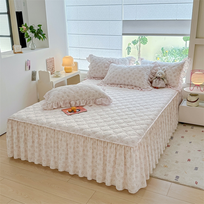 忘忧草 2025新款亲肤水洗棉夹棉床裙--小清新系列 畅想花海