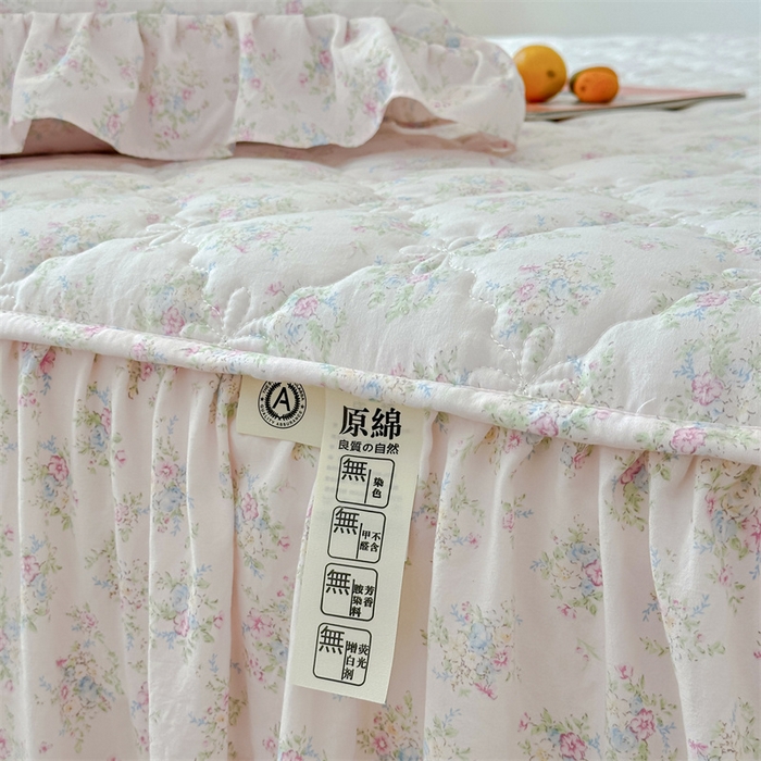 91家纺网 家纺一手货源 找家纺 忘忧草 2025新款亲肤水洗棉夹棉床裙--小清新系列 畅想花海