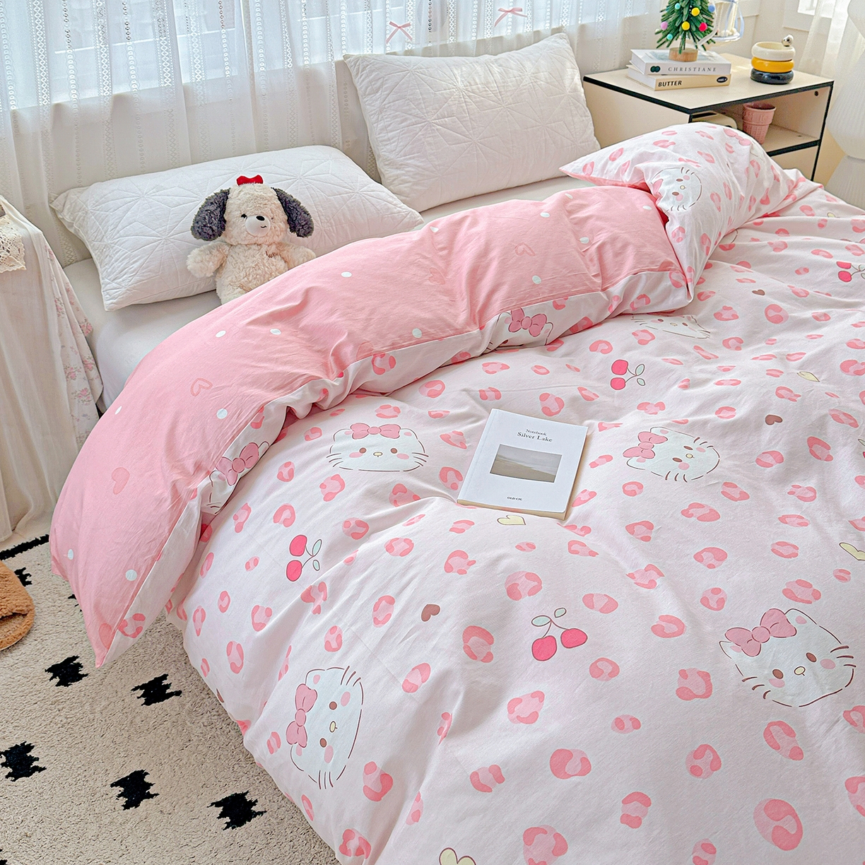 91家纺网 家纺一手货源 找家纺 恩泽家纺 2025新款全棉纯棉12868喷气印花系列被套单品被套单件单被套-第二批 时尚猫咪粉