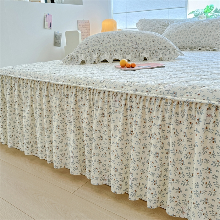 91家纺网 家纺一手货源 找家纺 忘忧草 2025新款亲肤水洗棉夹棉床裙--小清新系列 丛林觅兔