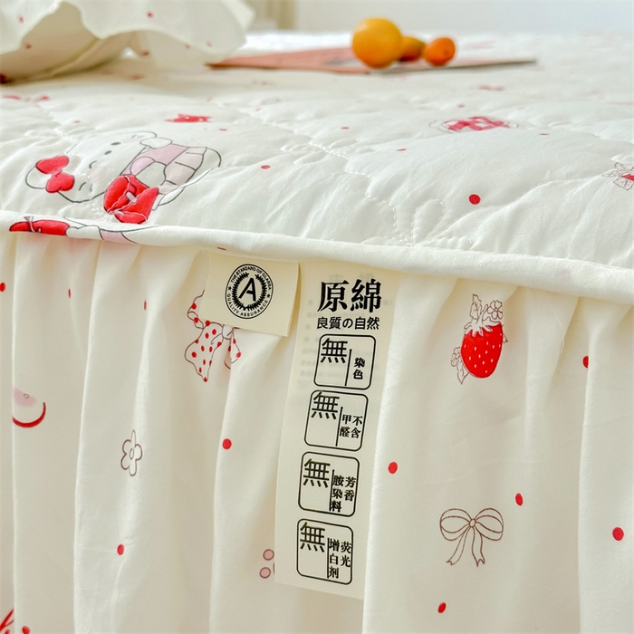 91家纺网 家纺一手货源 找家纺 忘忧草 2025新款亲肤水洗棉夹棉床裙--小清新系列 开心喵