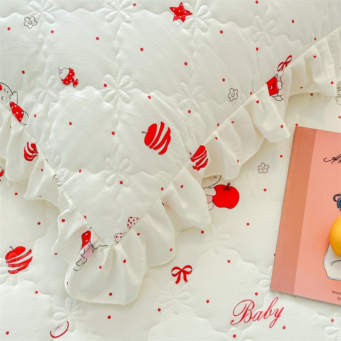 91家纺网 家纺一手货源 找家纺 忘忧草 2025新款亲肤水洗棉夹棉床裙--小清新系列 开心喵