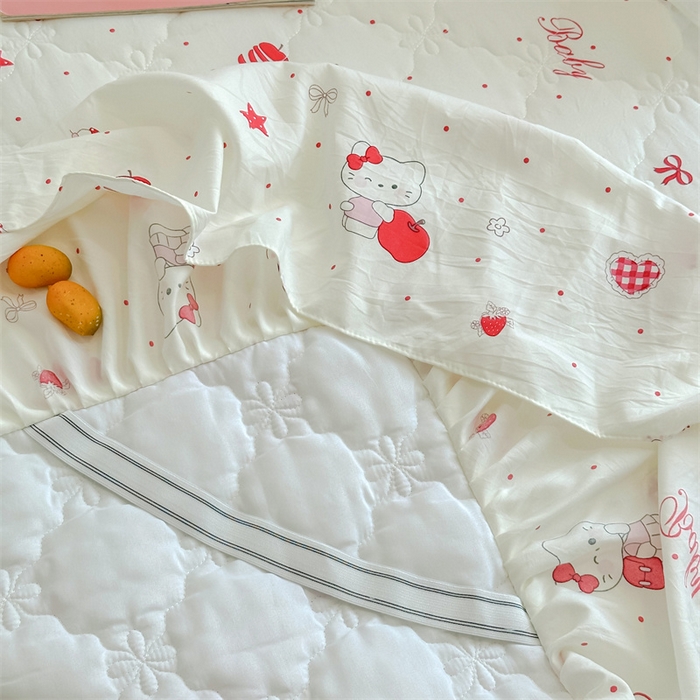 91家纺网 家纺一手货源 找家纺 忘忧草 2025新款亲肤水洗棉夹棉床裙--小清新系列 开心喵