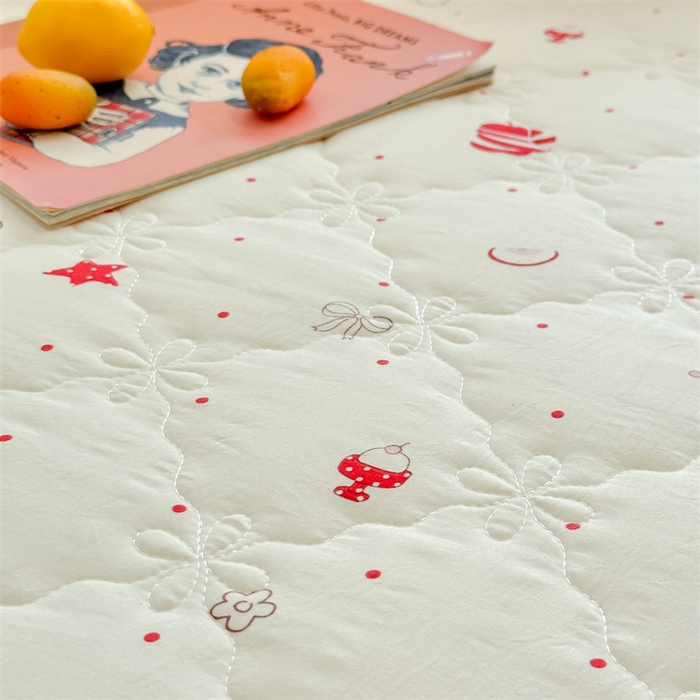 91家纺网 家纺一手货源 找家纺 忘忧草 2025新款亲肤水洗棉夹棉床裙--小清新系列 开心喵