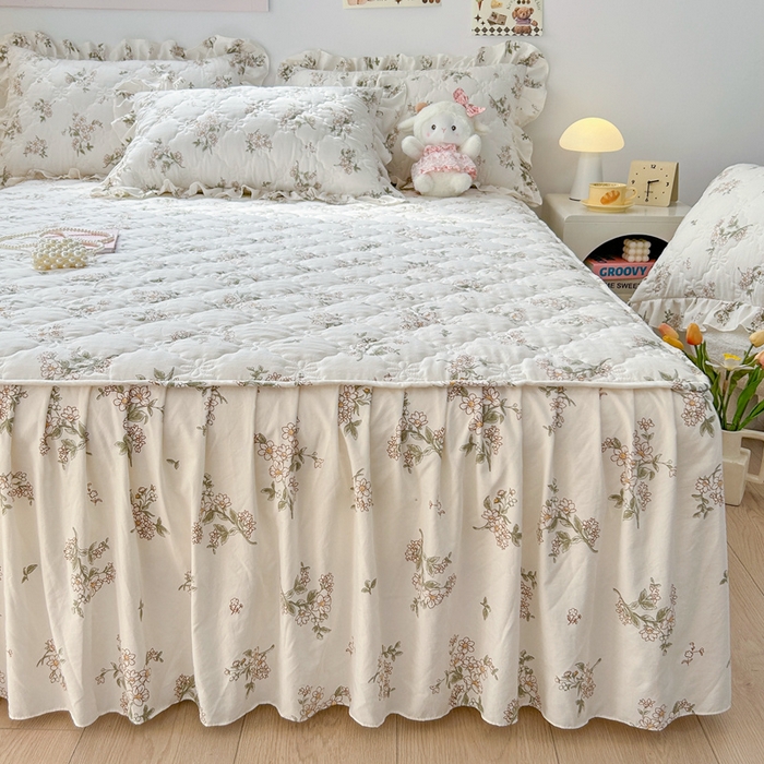 91家纺网 家纺一手货源 找家纺 忘忧草 2025新款亲肤水洗棉夹棉床裙--小清新系列 茶艺师