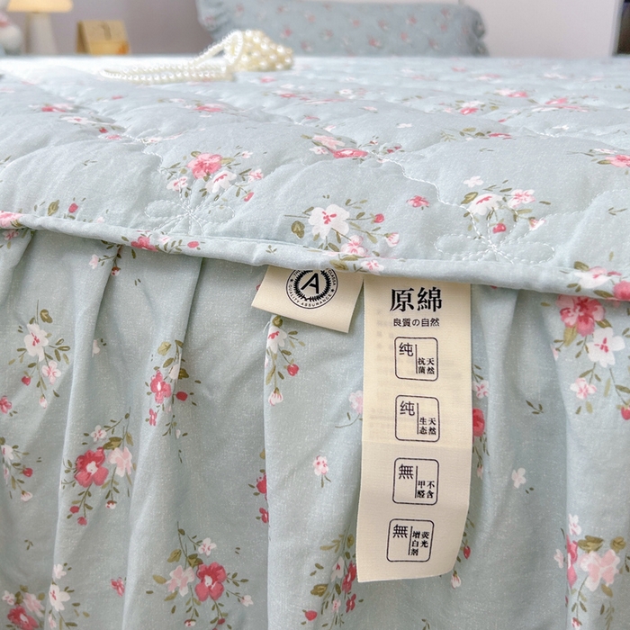 91家纺网 家纺一手货源 找家纺 忘忧草 2025新款亲肤水洗棉夹棉床裙--小清新系列 陌上花开