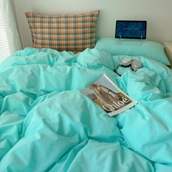 91家纺网 家纺一手货源 找家纺 繁花家居 2025新款高克重水洗棉云朵棉条纹撞色系列四件套 可可白+咖条