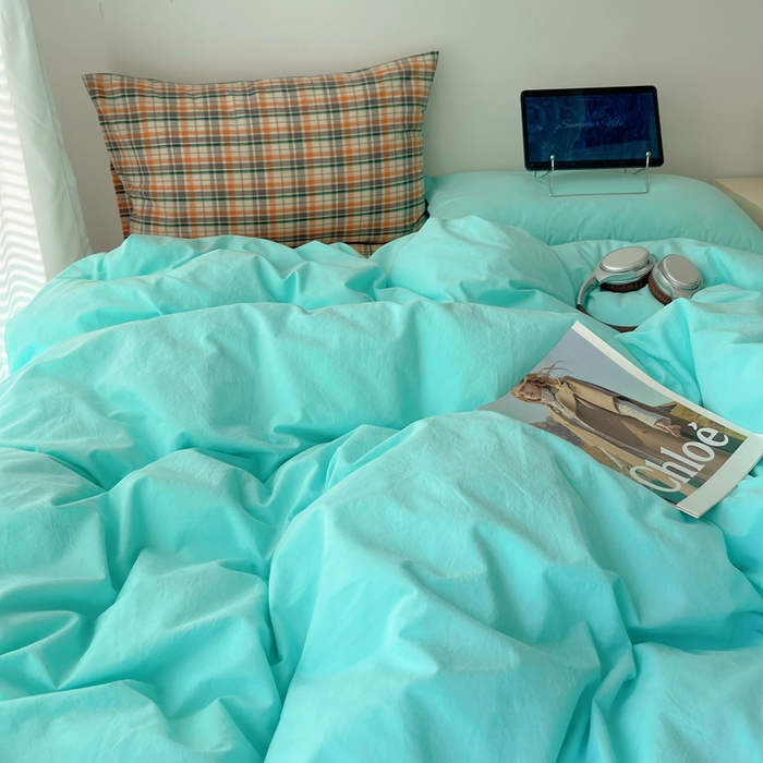 91家纺网 家纺一手货源 找家纺 繁花家居 2025新款高克重水洗棉云朵棉条纹撞色系列四件套 可可白+咖条