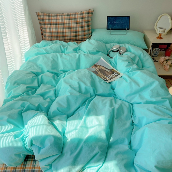 91家纺网 家纺一手货源 找家纺 繁花家居 2025新款高克重水洗棉云朵棉条纹撞色系列四件套 可可白+咖条