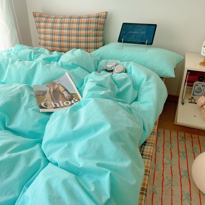 91家纺网 家纺一手货源 找家纺 繁花家居 2025新款高克重水洗棉云朵棉条纹撞色系列四件套 可可白+咖条