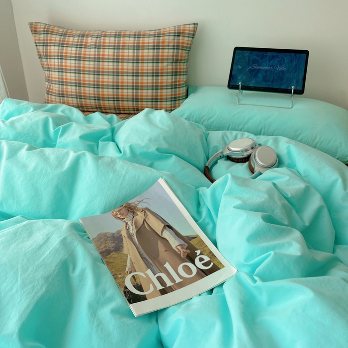 91家纺网 家纺一手货源 找家纺 繁花家居 2025新款高克重水洗棉云朵棉条纹撞色系列四件套 可可白+咖条