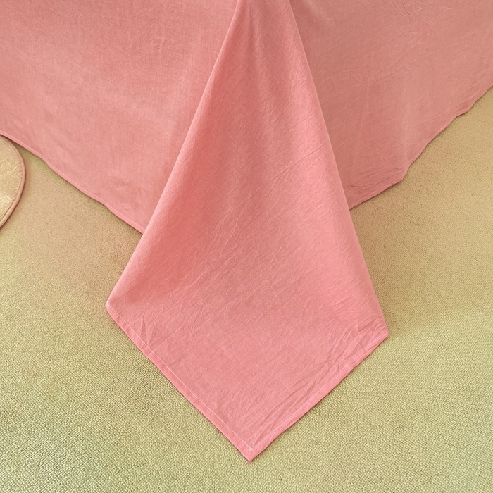 91家纺网 家纺一手货源 找家纺 繁花家居 2025新款高克重水洗棉云朵棉条纹撞色系列四件套 玫红黑条