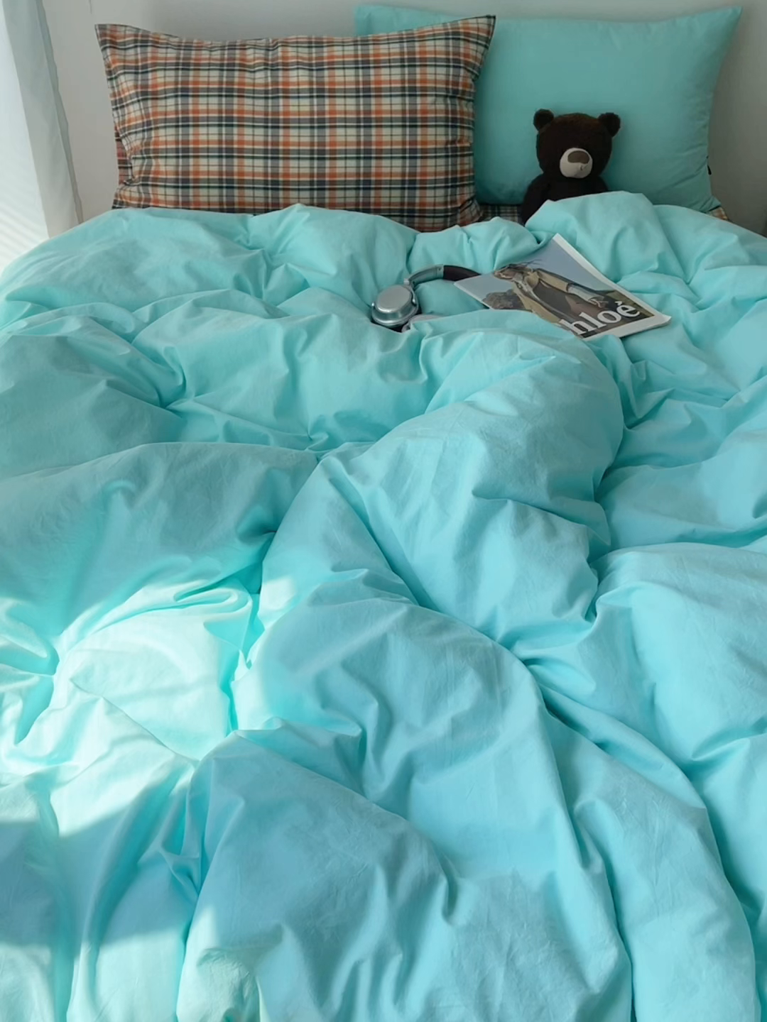 91家纺网 家纺一手货源 找家纺 繁花家居 2025新款高克重水洗棉云朵棉条纹撞色系列四件套 可可白+咖条