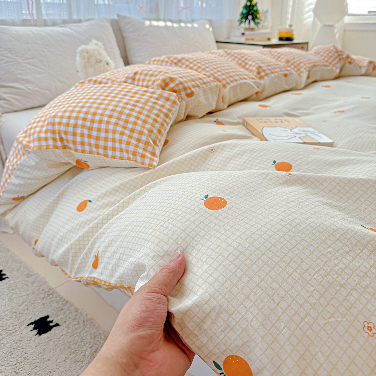 91家纺网 家纺一手货源 找家纺 恩泽家纺 2025新款全棉纯棉12868喷气印花系列被套单品被套单件单被套-第二批 甜小桔