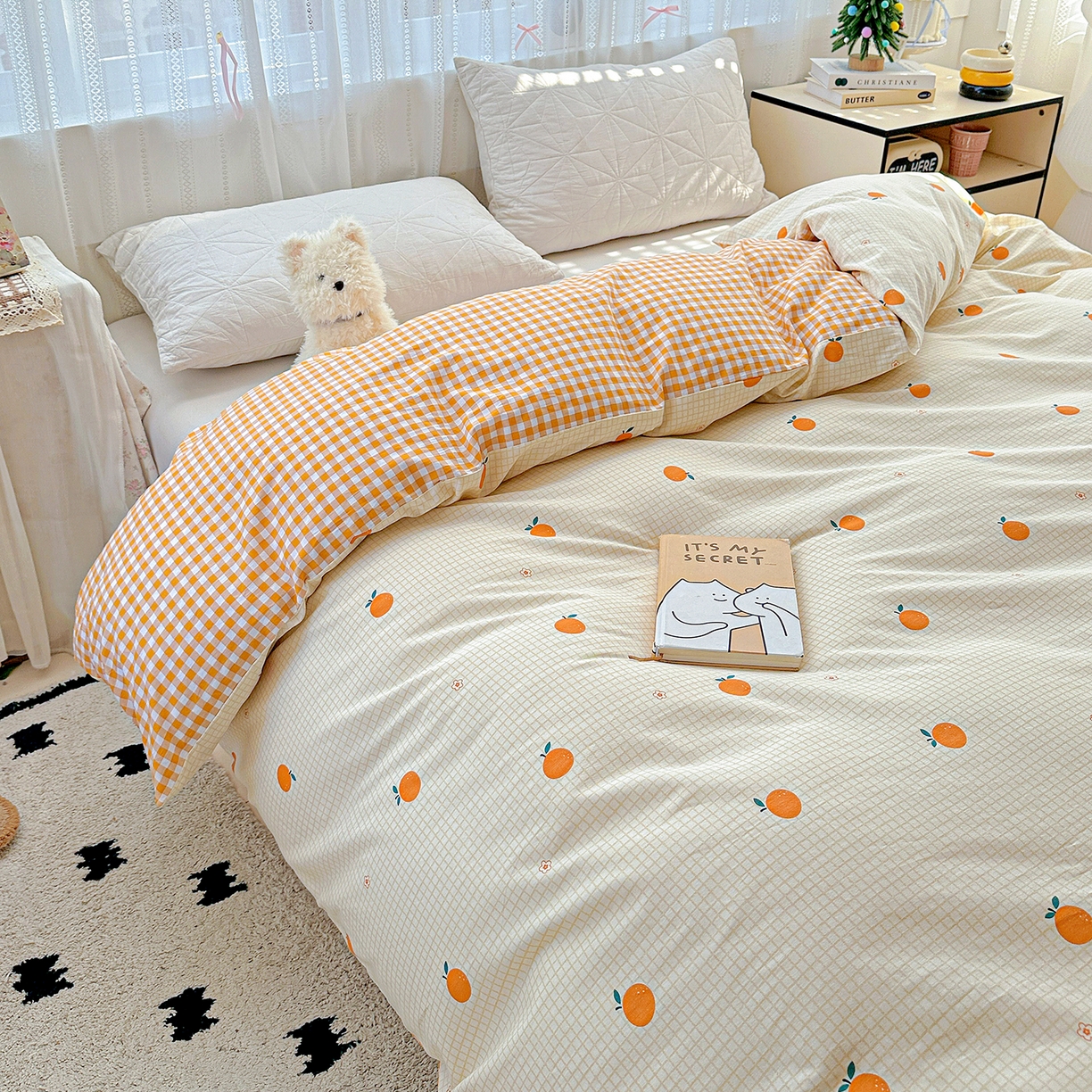 91家纺网 家纺一手货源 找家纺 恩泽家纺 2025新款全棉纯棉12868喷气印花系列被套单品被套单件单被套-第二批 甜小桔