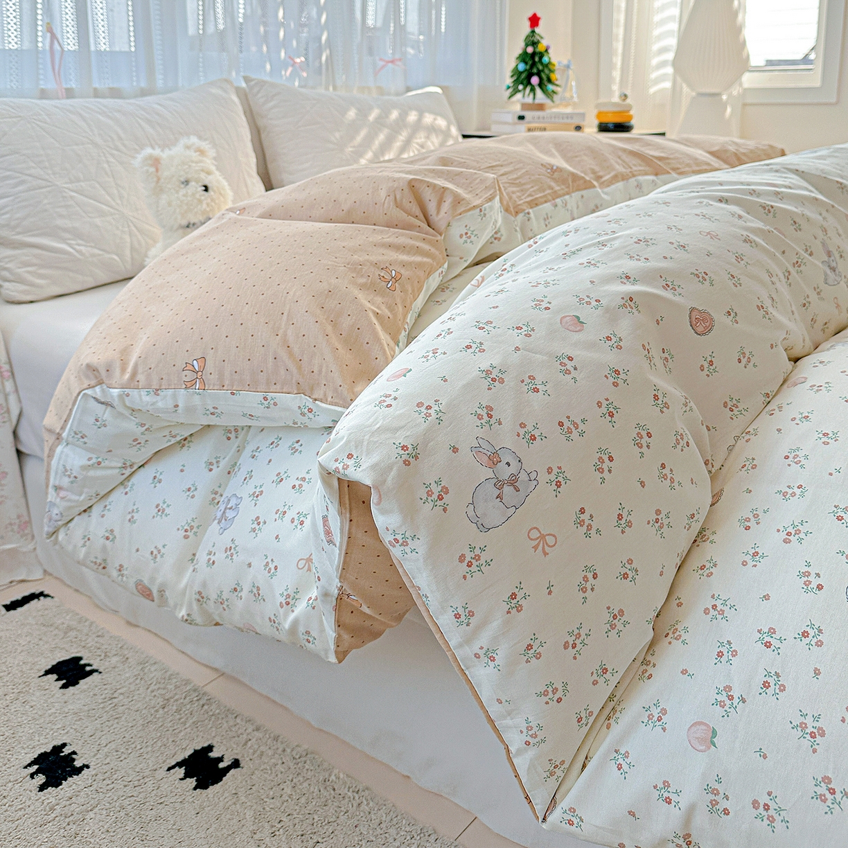 91家纺网 家纺一手货源 找家纺 恩泽家纺 2025新款全棉纯棉12868喷气印花系列被套单品被套单件单被套-第二批 兔子乐园