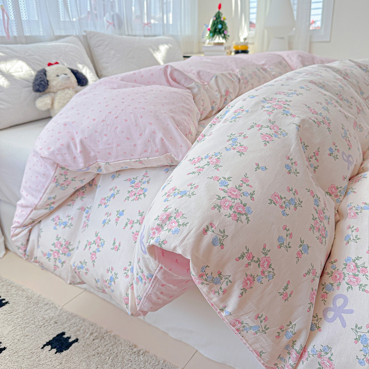 91家纺网 家纺一手货源 找家纺 恩泽家纺 2025新款全棉纯棉12868喷气印花系列被套单品被套单件单被套-第二批 晚风梦粉