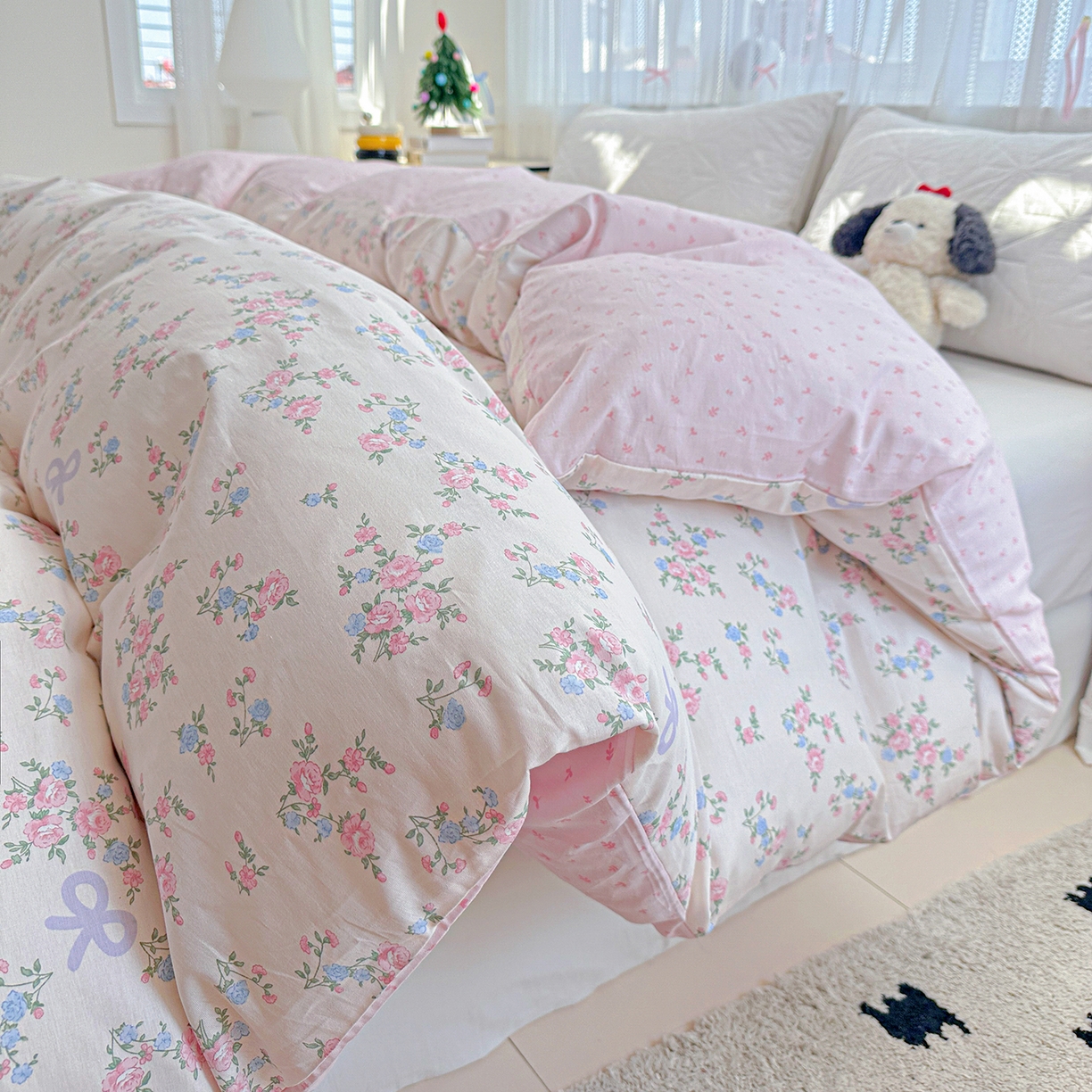 91家纺网 家纺一手货源 找家纺 恩泽家纺 2025新款全棉纯棉12868喷气印花系列被套单品被套单件单被套-第二批 晚风梦粉