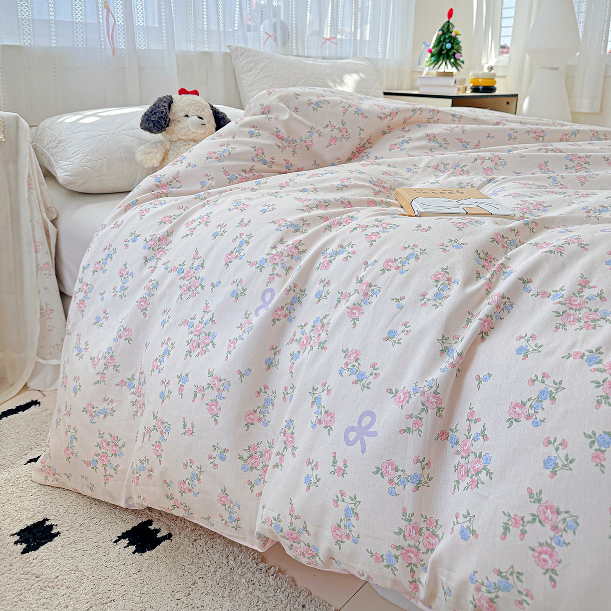 91家纺网 家纺一手货源 找家纺 恩泽家纺 2025新款全棉纯棉12868喷气印花系列被套单品被套单件单被套-第二批 晚风梦粉